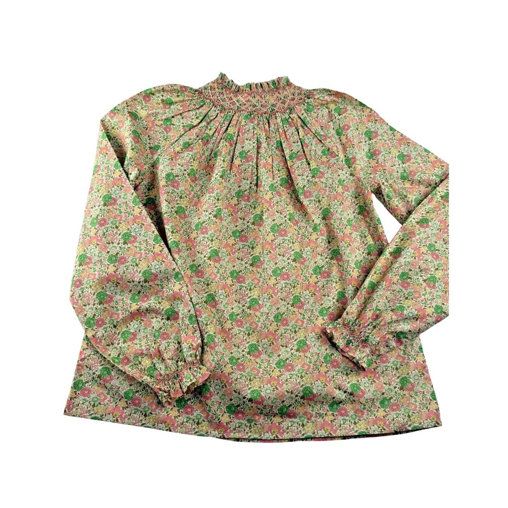 Bonpoint Liberty Floral Smocked Blouse Girls Size 14A Petal Embroidered Cotton - Picture 7 of 14